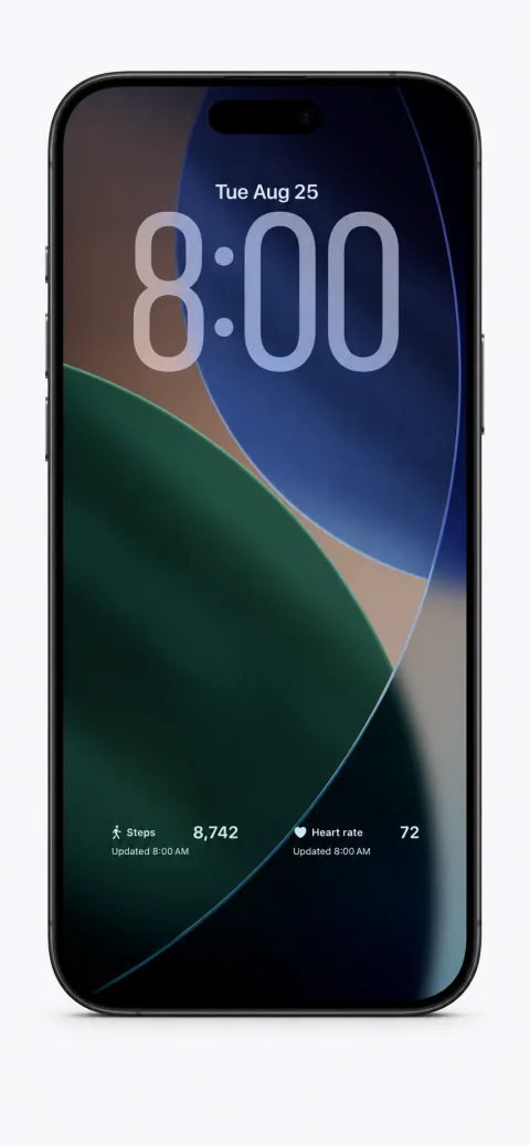 HealthPro Widgets on an iPhone Lock Screen with steps, heart rate, and sleep widgets